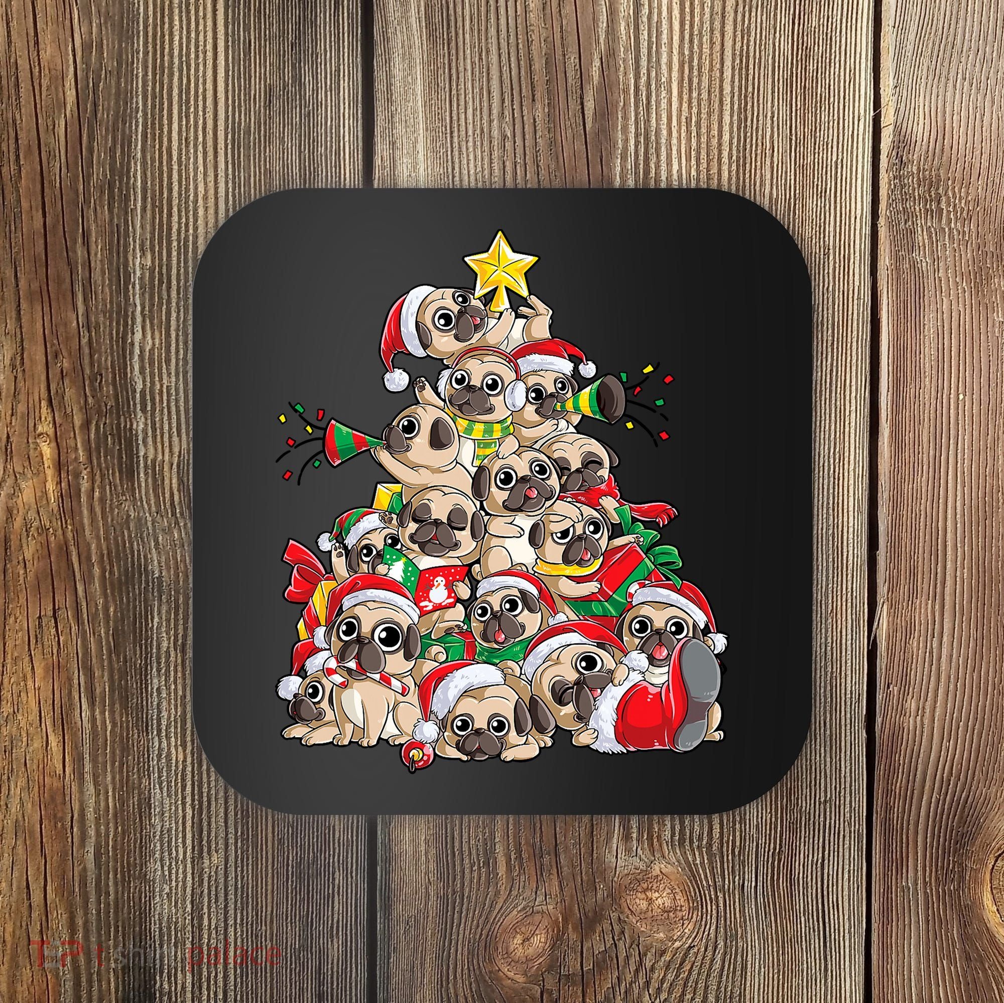 Funny Pug Dog Cute Christmas Gift Coaster