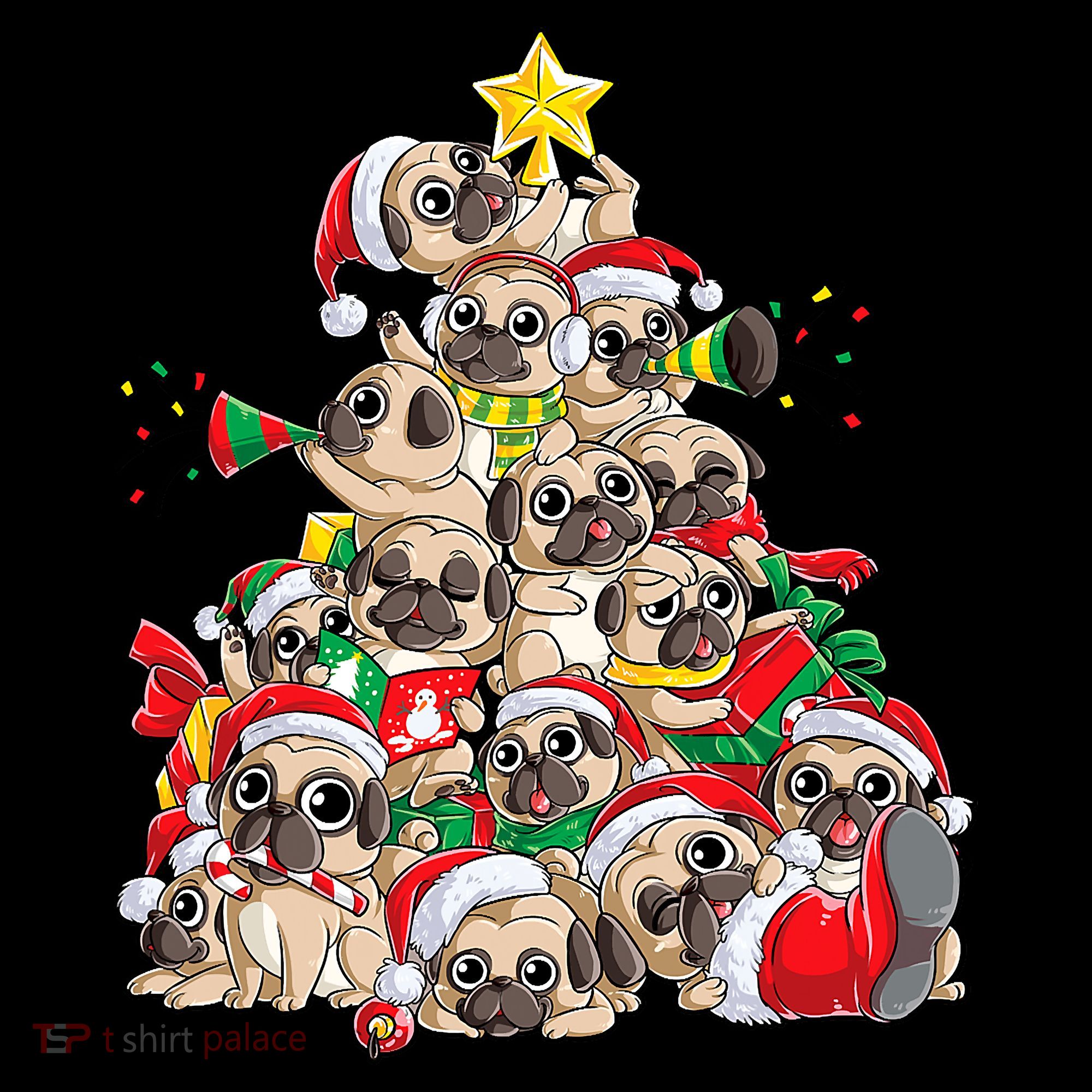 Funny Pug Dog Cute Christmas Gift Coaster