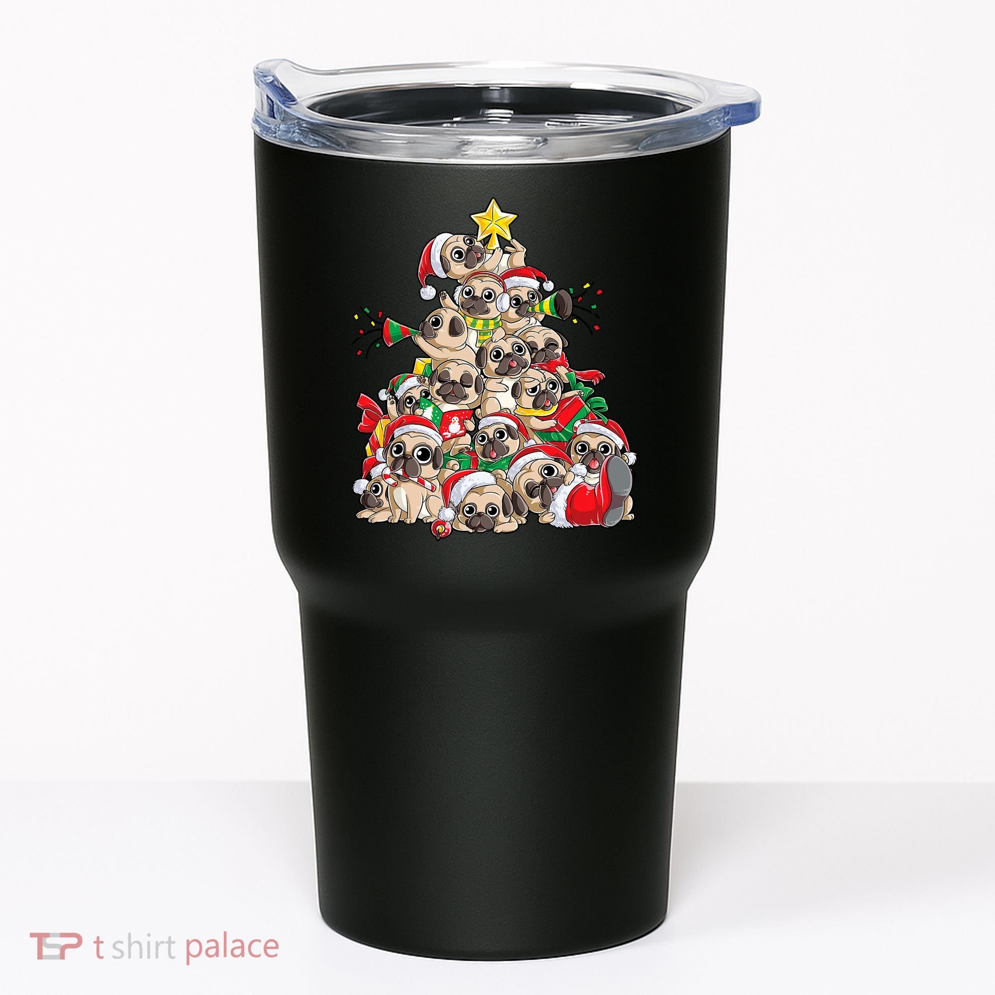 Funny Pug Dog Cute Christmas Gift Tumbler