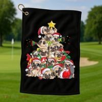 Funny Pug Dog Cute Christmas Gift Golf Towel thumb 1
