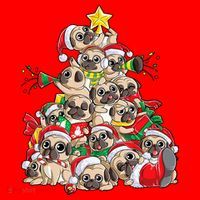 Funny Pug Dog Cute Christmas Gift Santa Hat thumb 1
