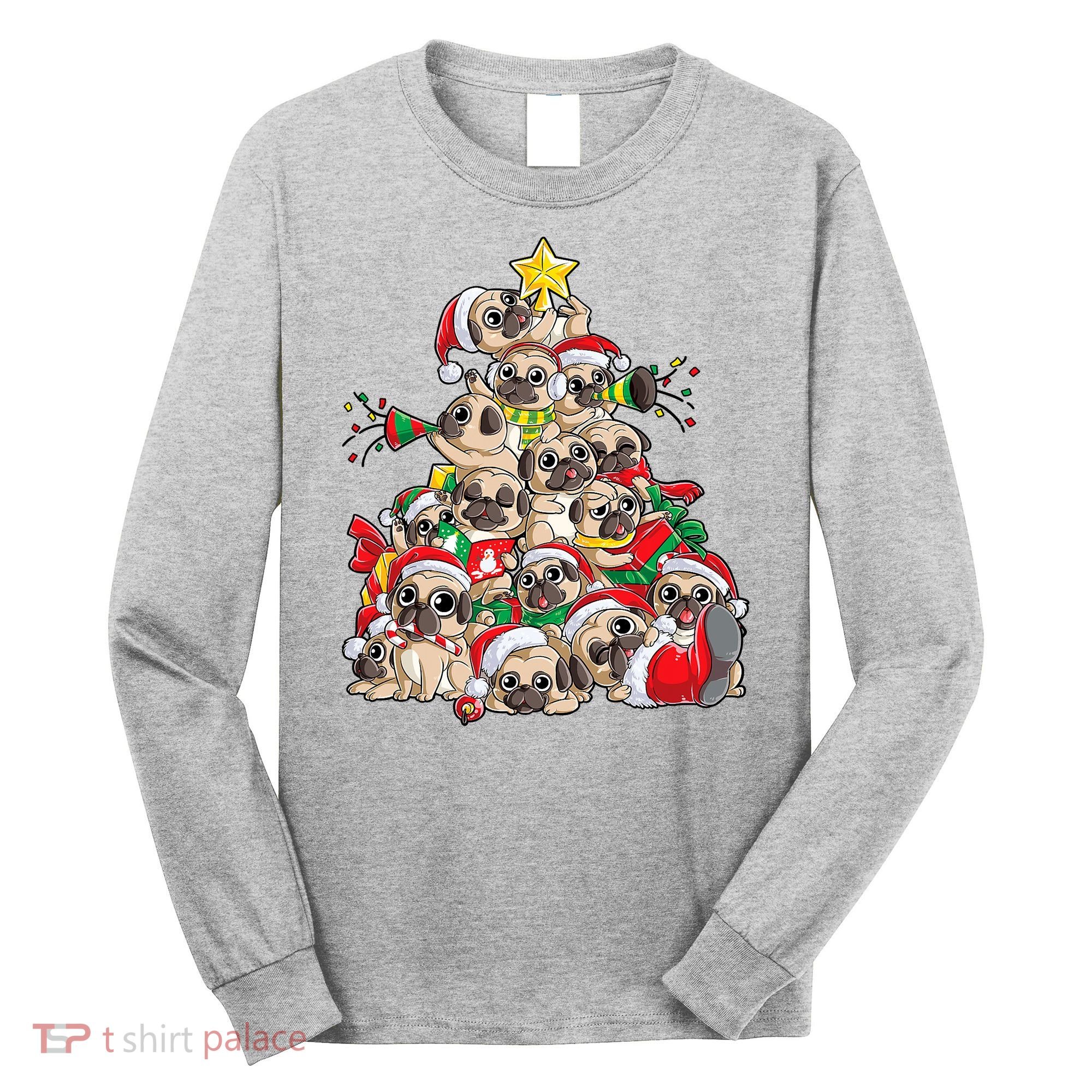 Funny Pug Dog Cute Christmas Gift Long Sleeve Shirt