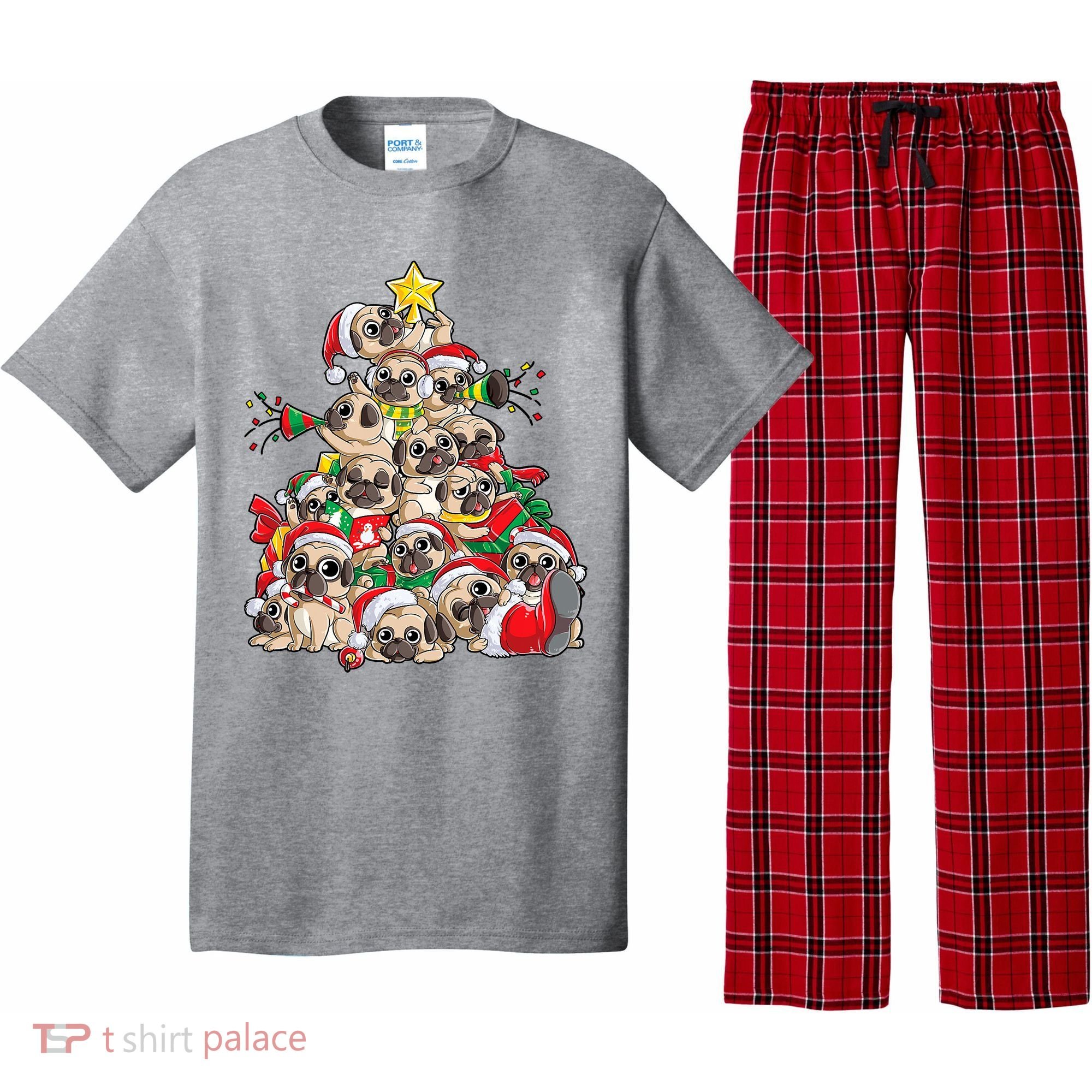 Funny Pug Dog Cute Christmas Gift Pajama Set