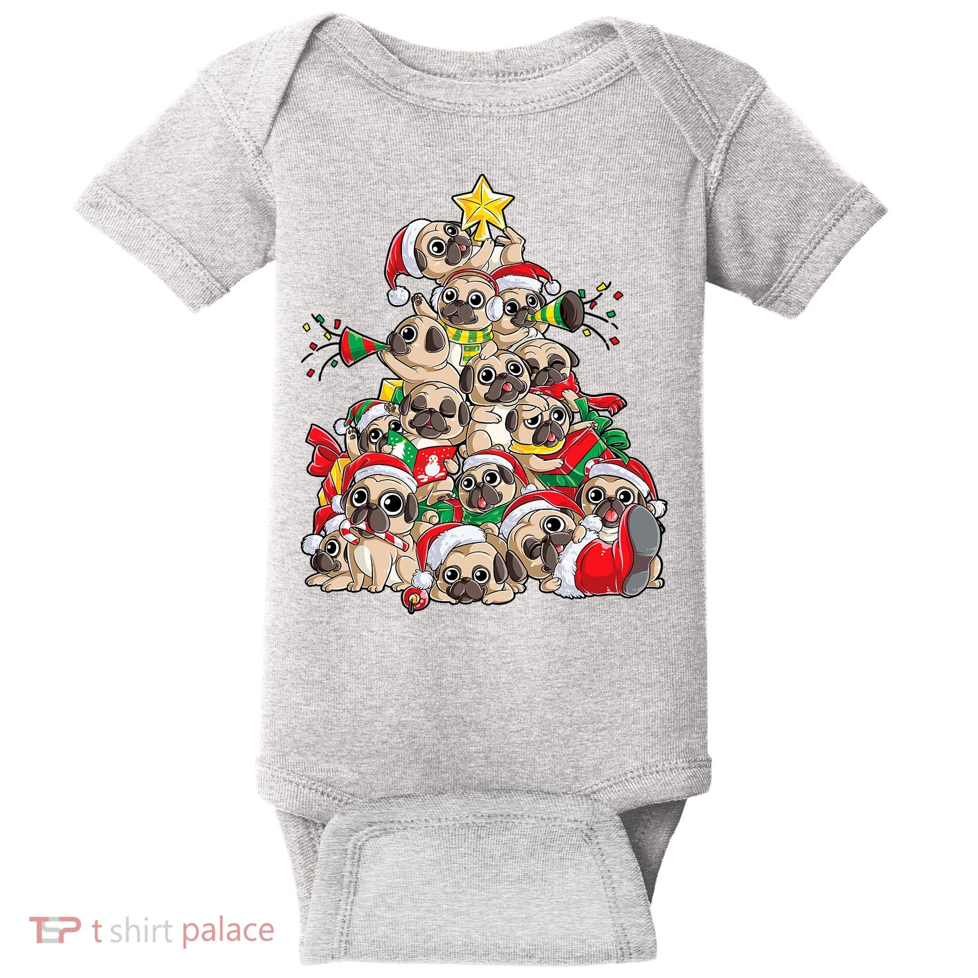 Funny Pug Dog Cute Christmas Gift Baby Bodysuit