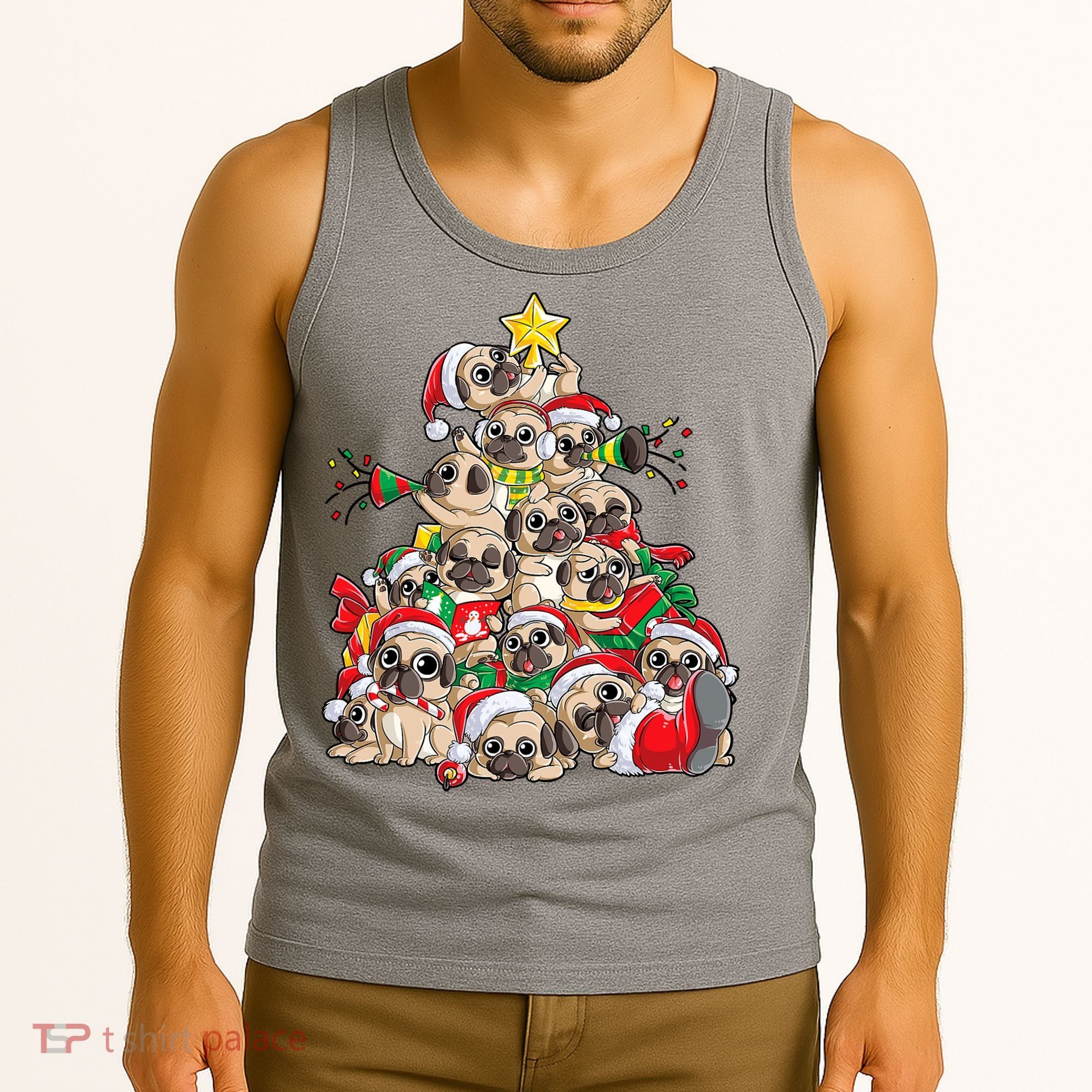 Funny Pug Dog Cute Christmas Gift Tank Top
