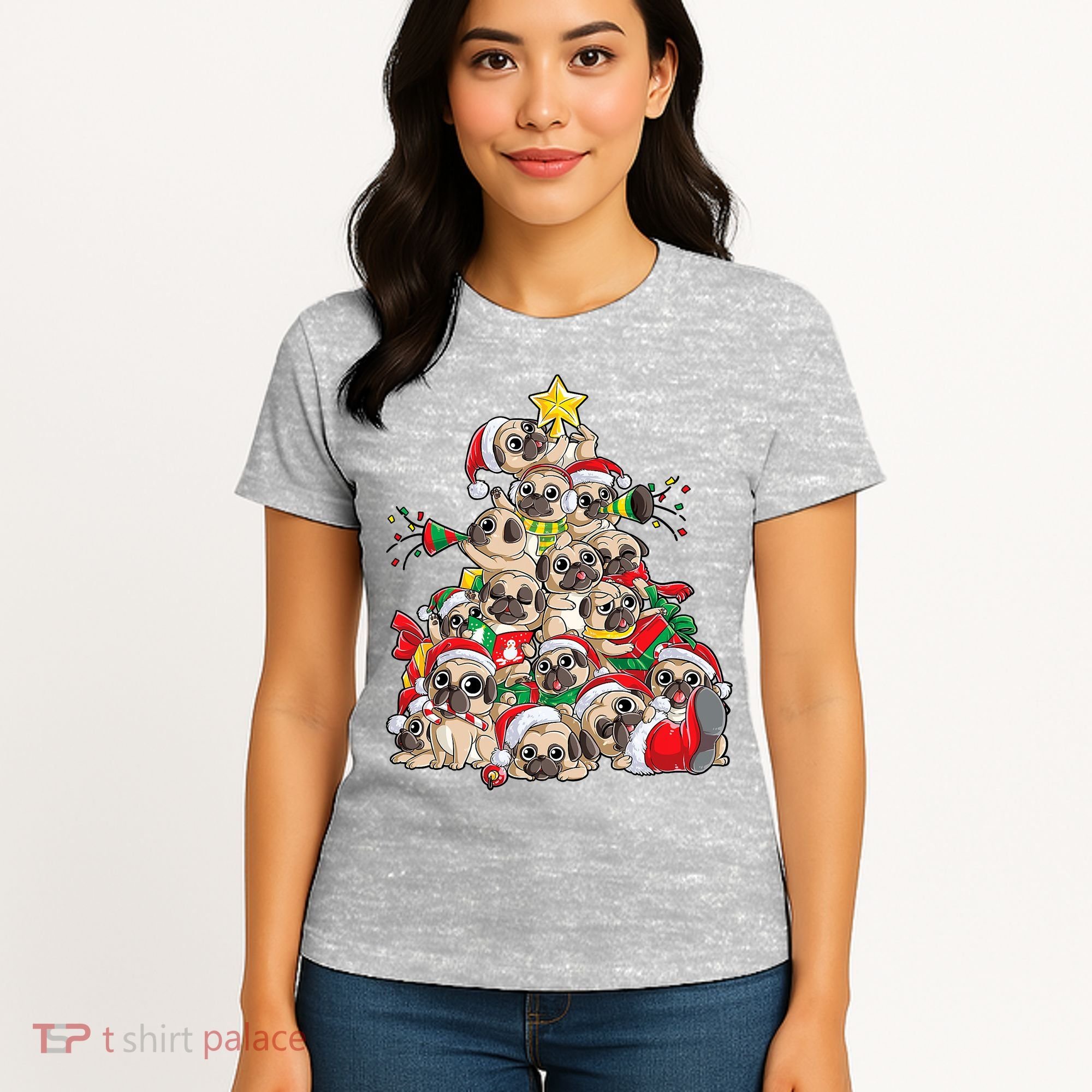Funny Pug Dog Cute Christmas Gift Women's T-Shirt