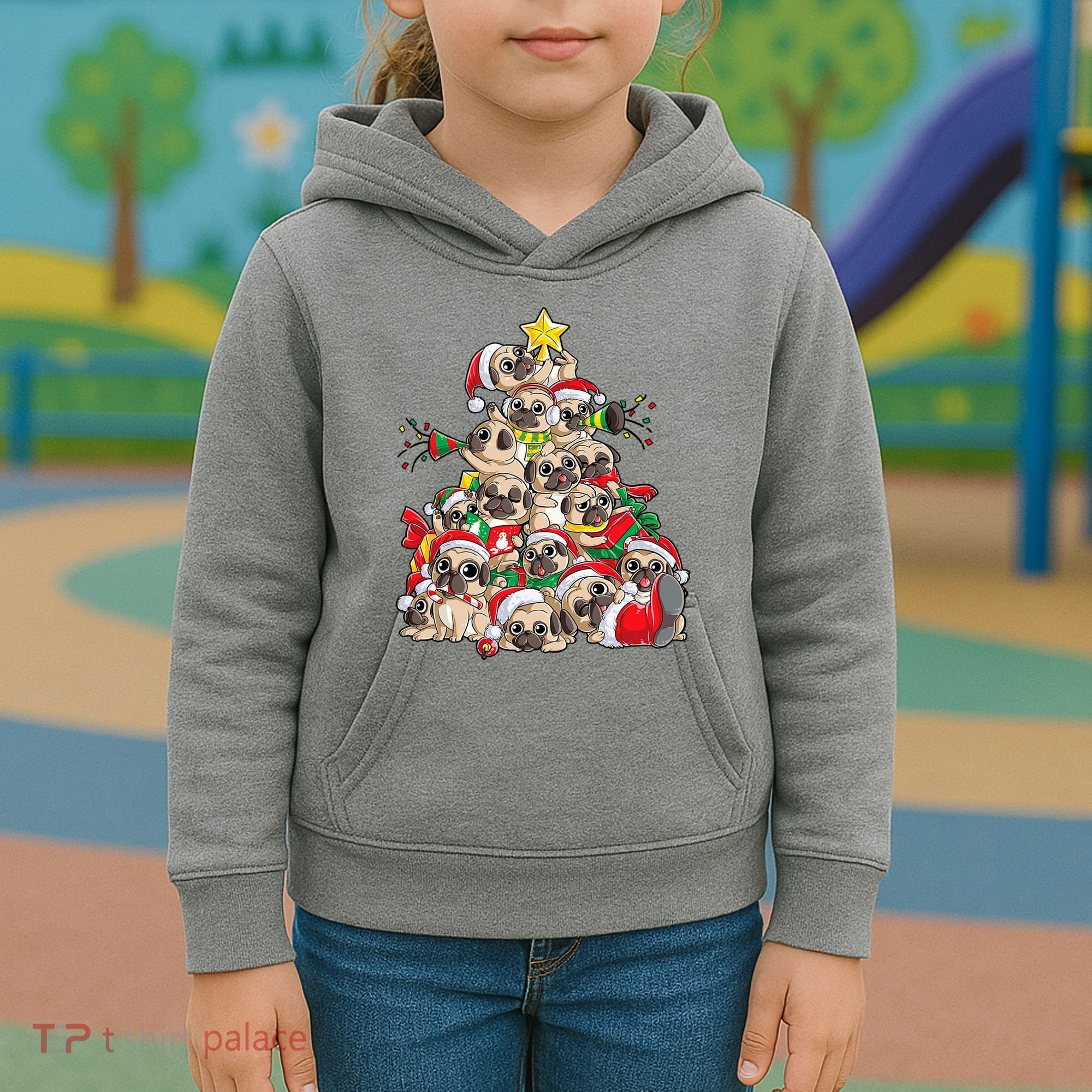 Funny Pug Dog Cute Christmas Gift Kids Hoodie