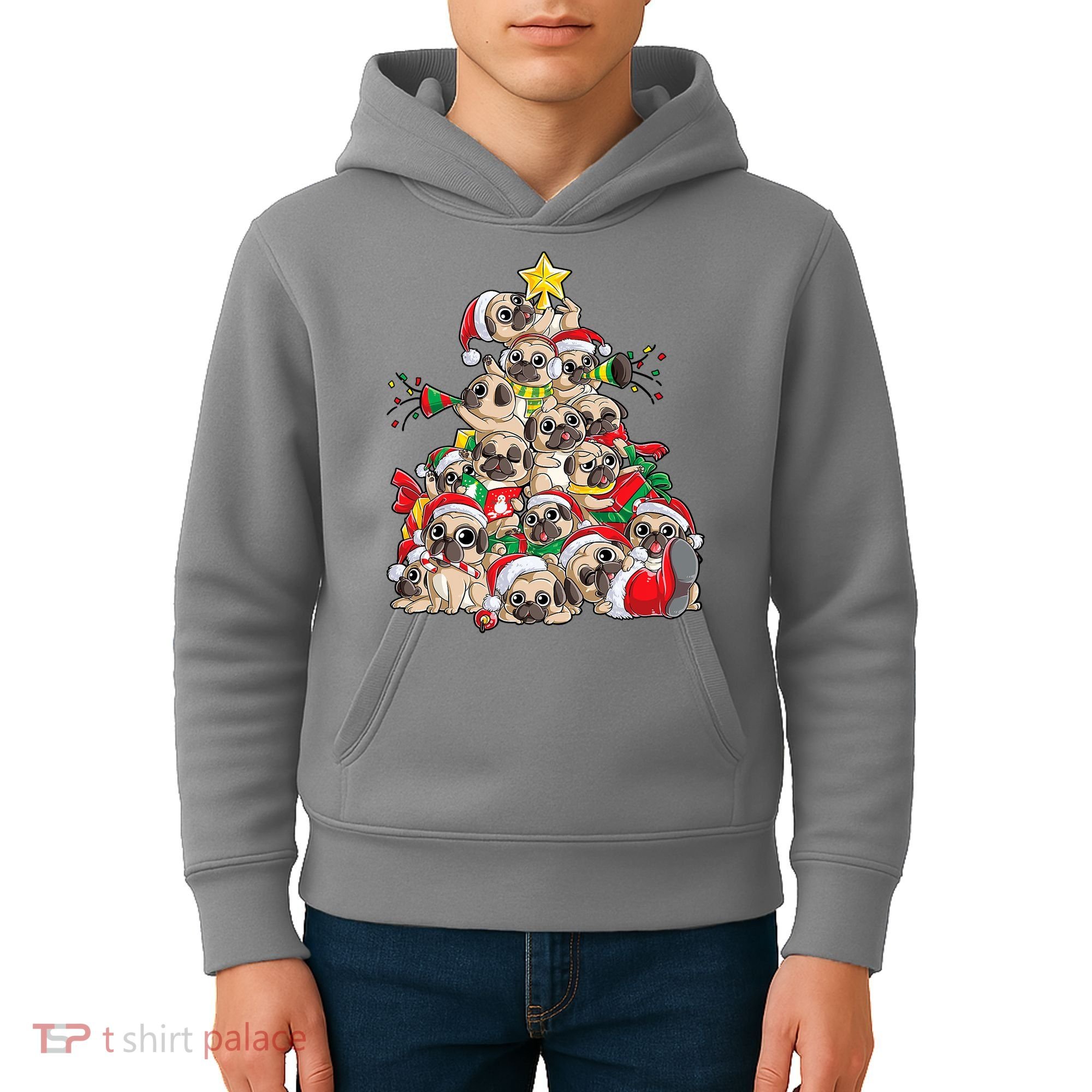 Funny Pug Dog Cute Christmas Gift Kids Hoodie