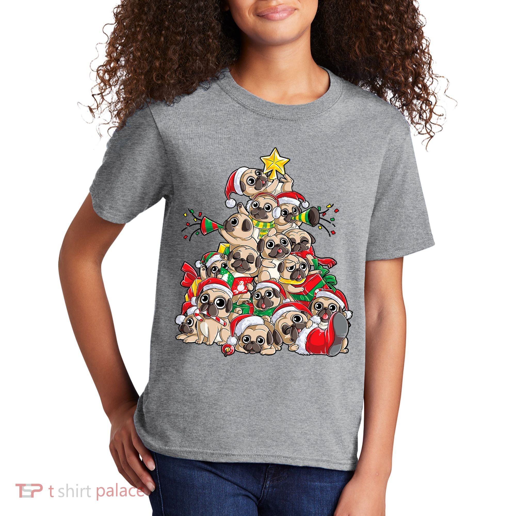 Funny Pug Dog Cute Christmas Gift Kids T-Shirt