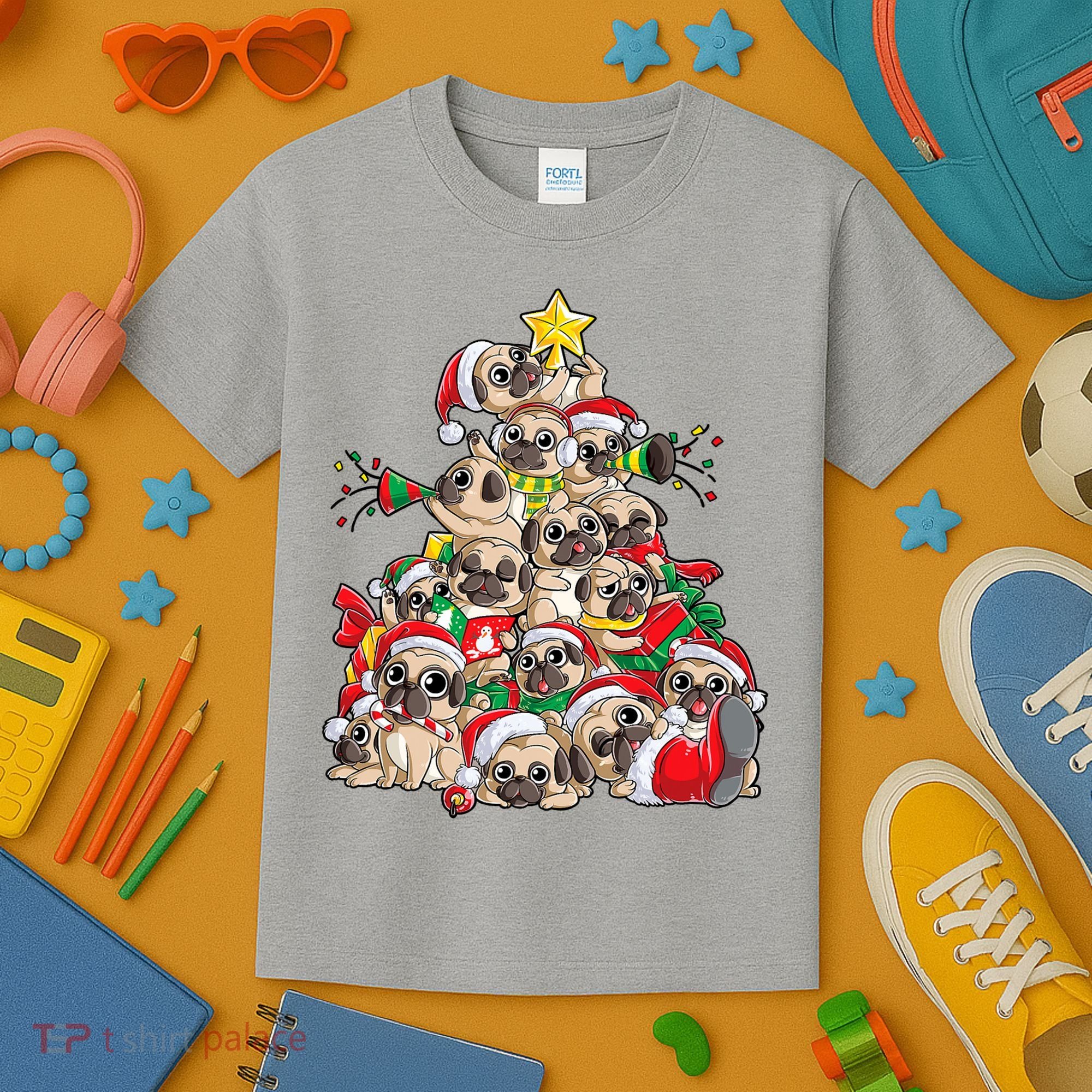 Funny Pug Dog Cute Christmas Gift Kids T-Shirt