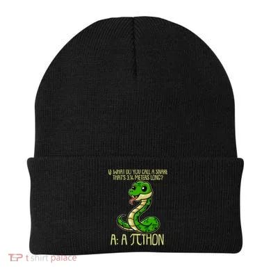 Funny Pi Day 314 PiThon Python Snake Joke Beanie