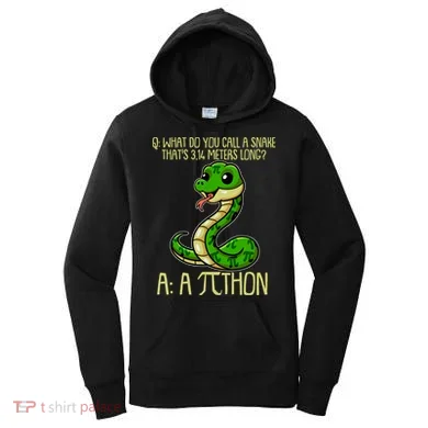 Funny Pi Day 314 PiThon Python Snake Joke Women's Hoodie