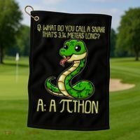 Funny Pi Day 314 PiThon Python Snake Joke Golf Towel thumb 1