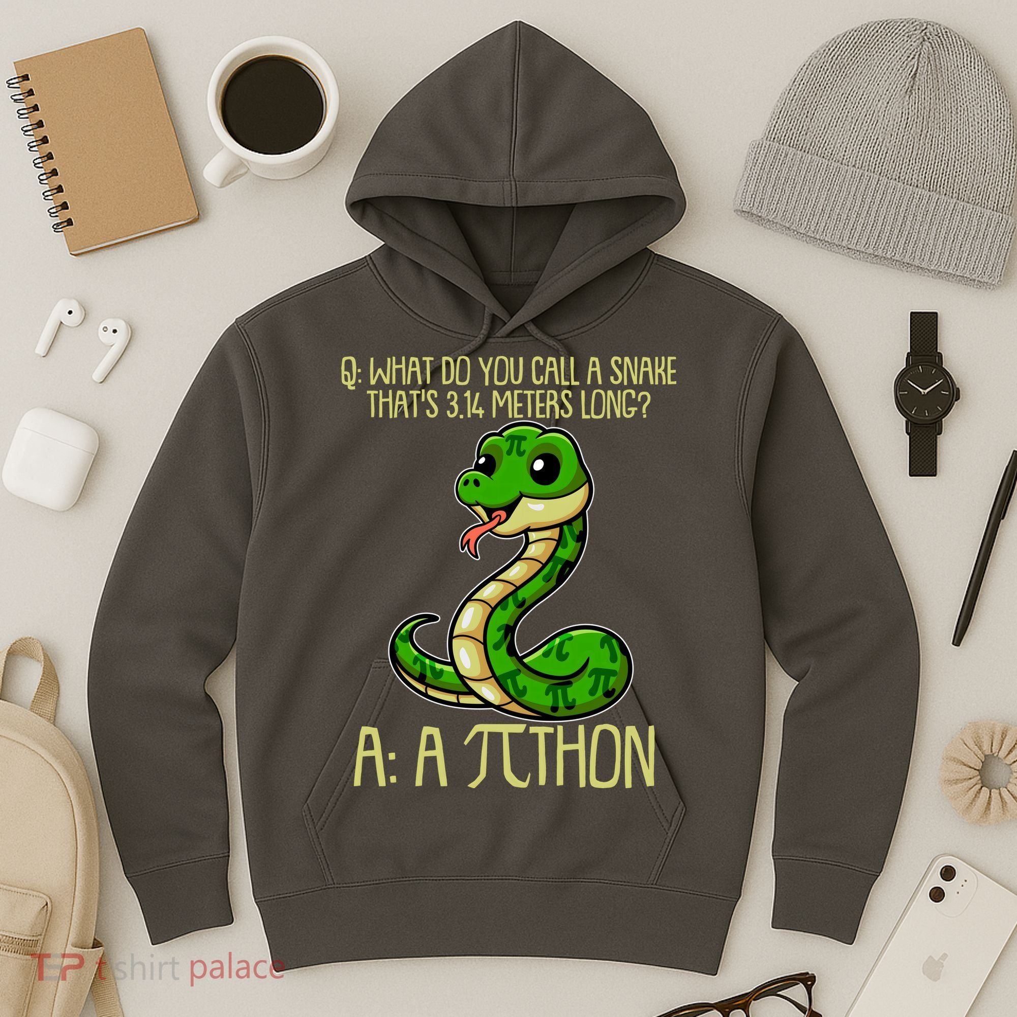 Funny Pi Day 314 PiThon Python Snake Joke Hoodie