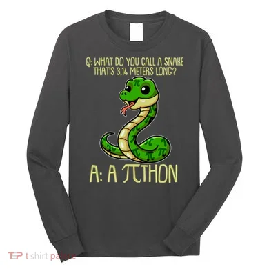 Funny Pi Day 314 PiThon Python Snake Joke Long Sleeve Shirt
