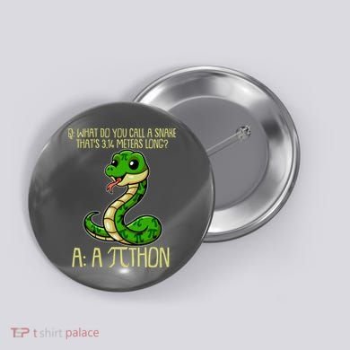 Funny Pi Day 314 PiThon Python Snake Joke Button