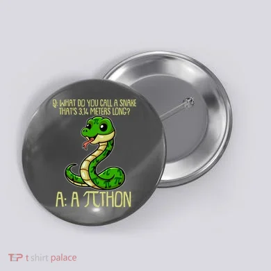 Funny Pi Day 314 PiThon Python Snake Joke Button