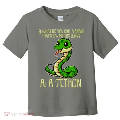 Funny Pi Day 314 PiThon Python Snake Joke Toddler T-Shirt