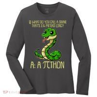 Funny Pi Day 314 PiThon Python Snake Joke Women's Long Sleeve Shirt thumb 0