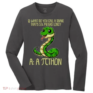 Funny Pi Day 314 PiThon Python Snake Joke Women's Long Sleeve Shirt