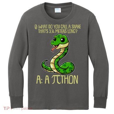 Funny Pi Day 314 PiThon Python Snake Joke Kids Long Sleeve Shirt