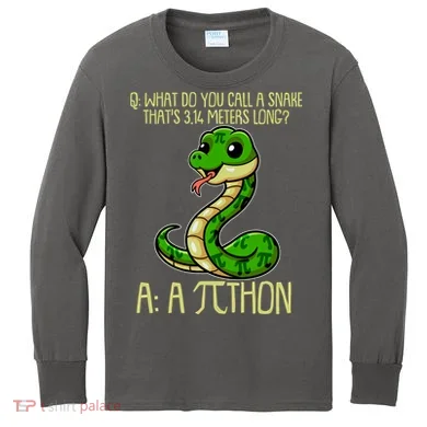 Funny Pi Day 314 PiThon Python Snake Joke Kids Long Sleeve Shirt