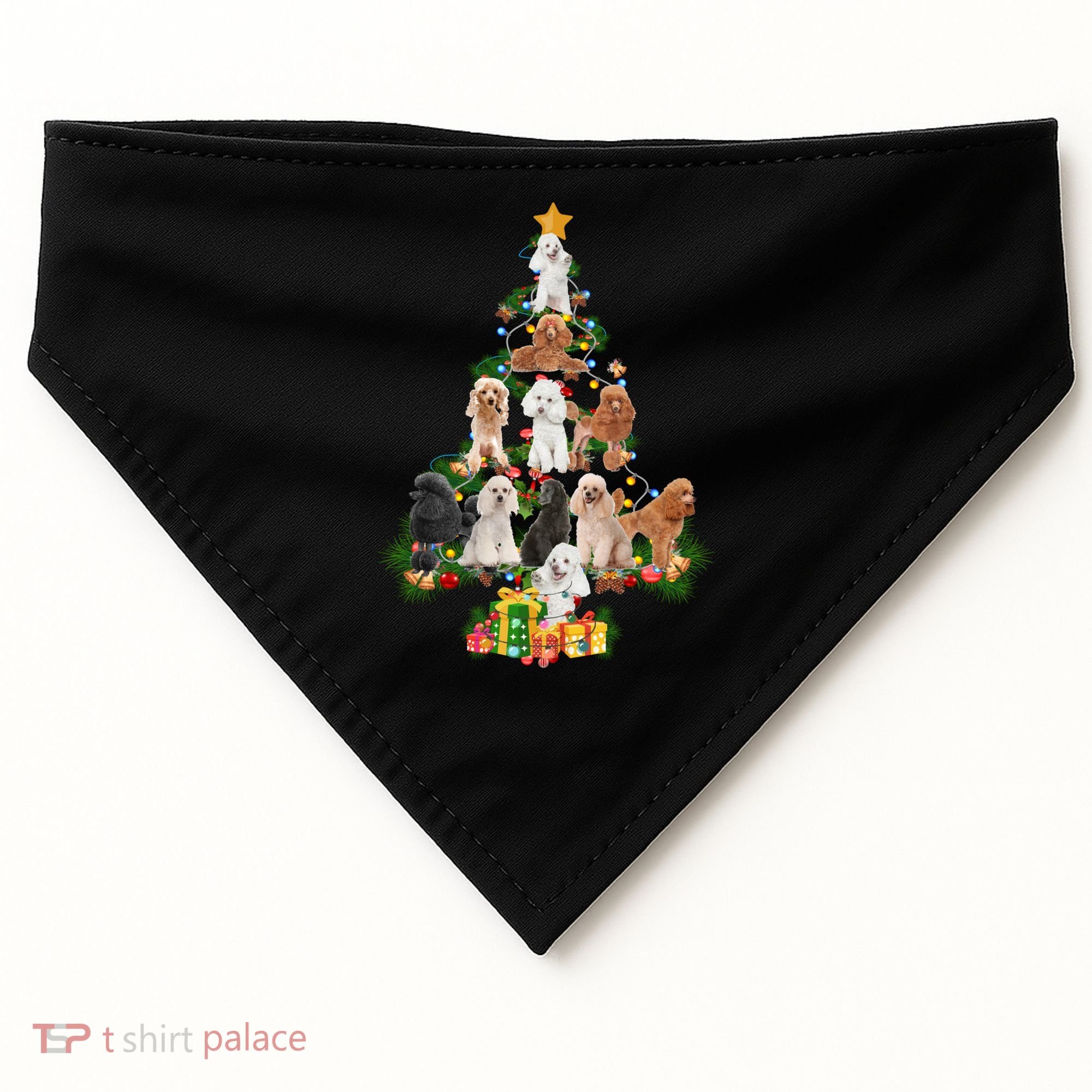 Funny Poodles Dog Merry Christmas Tree Poodles Lover Xmas Gift USA-Made Doggie Bandana