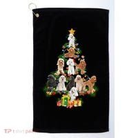 Funny Poodles Dog Merry Christmas Tree Poodles Lover Xmas Gift Golf Towel thumb 0
