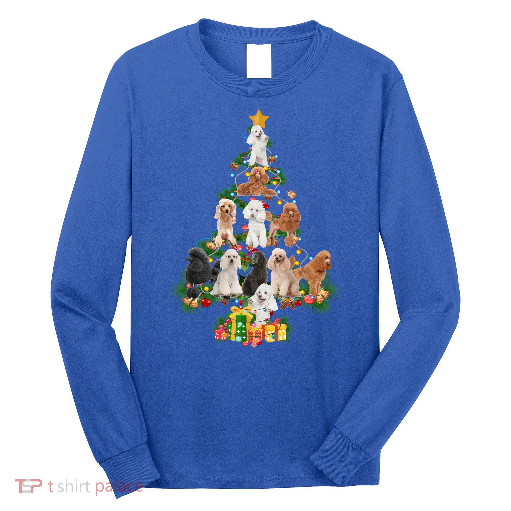 Funny Poodles Dog Merry Christmas Tree Poodles Lover Xmas Gift Long Sleeve Shirt