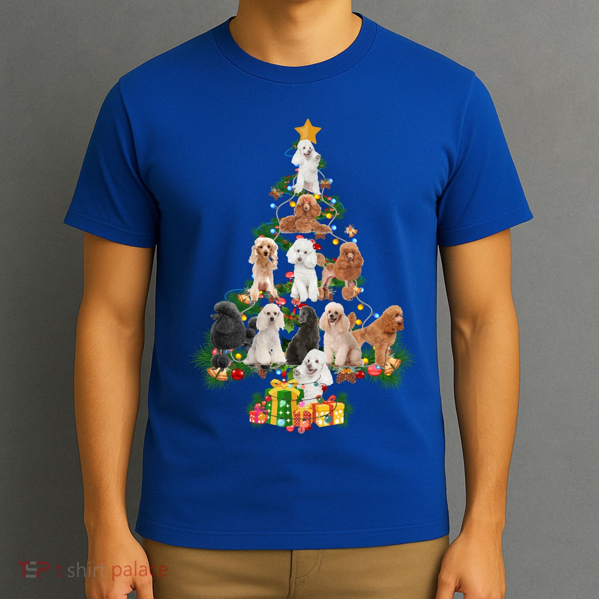 Funny Poodles Dog Merry Christmas Tree Poodles Lover Xmas Gift T-Shirt