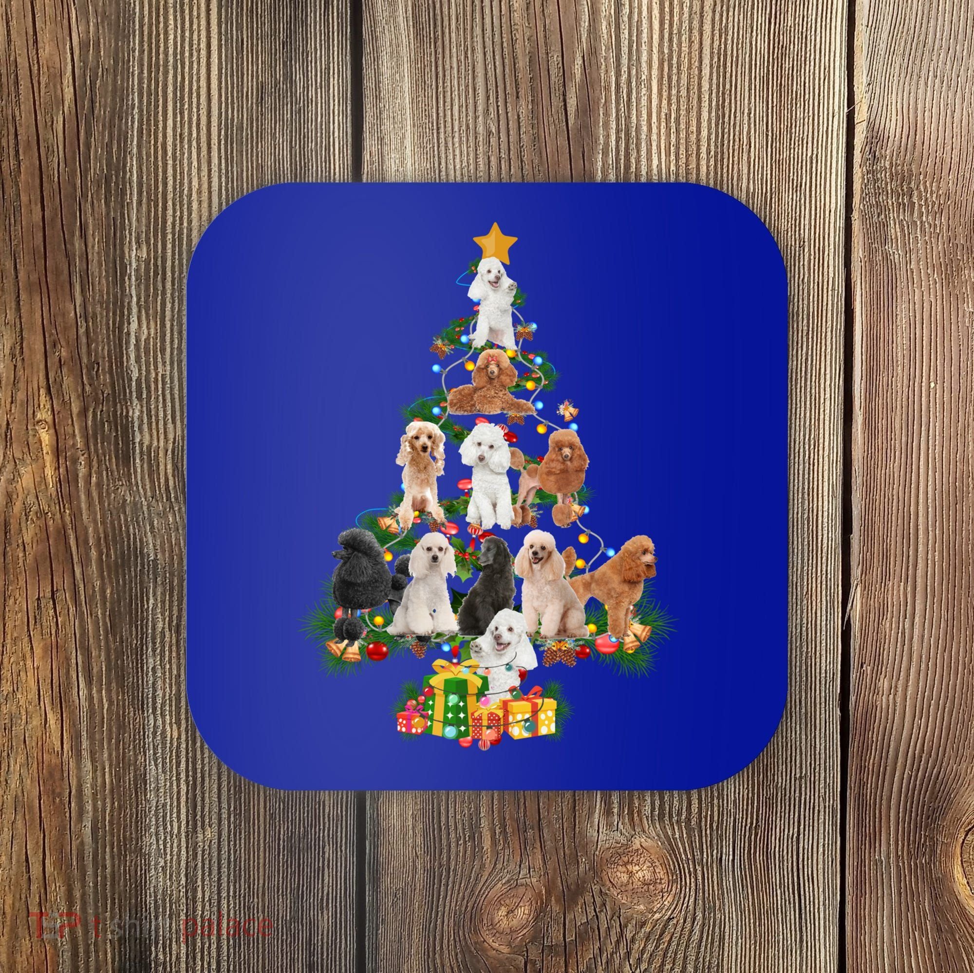Funny Poodles Dog Merry Christmas Tree Poodles Lover Xmas Gift Coaster