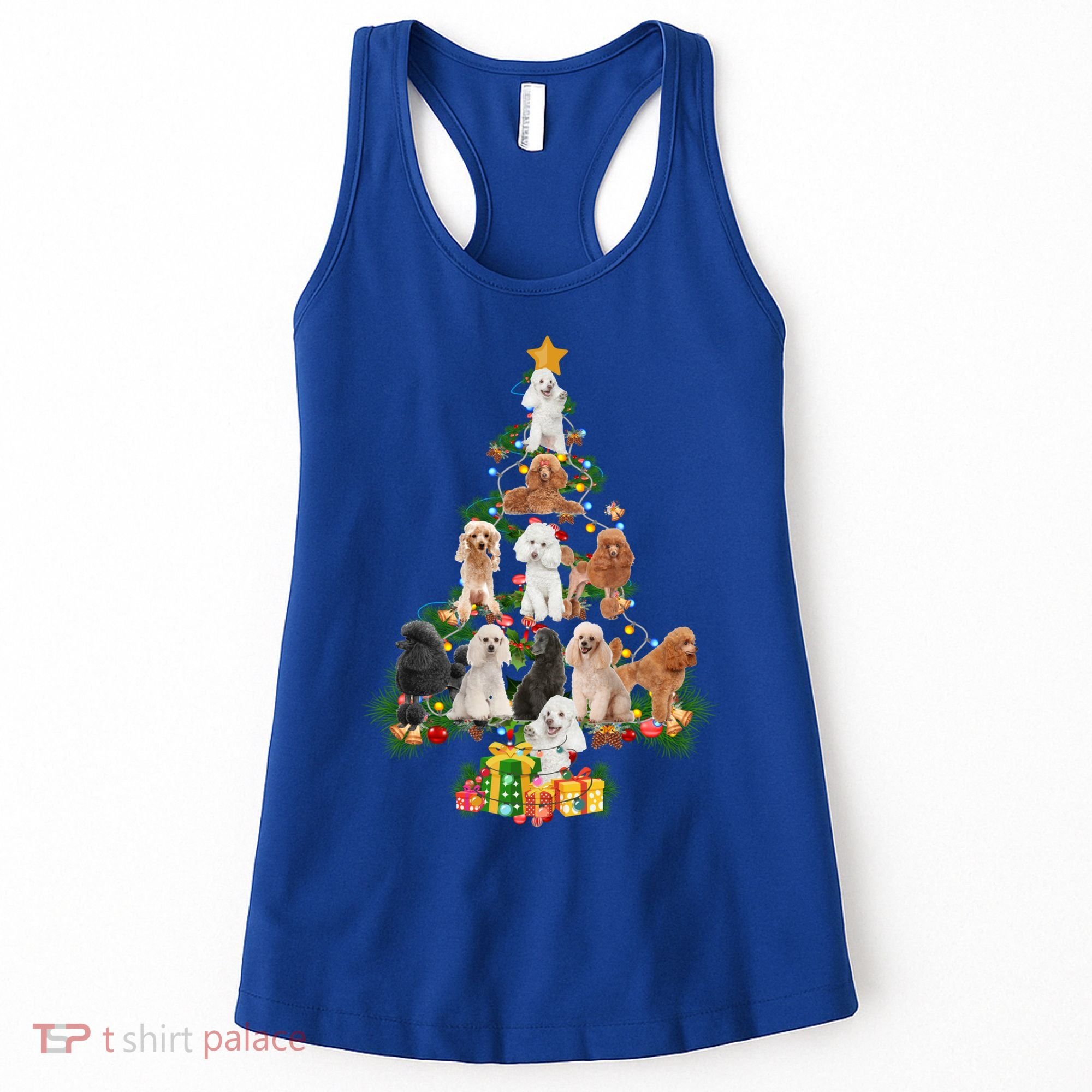 Funny Poodles Dog Merry Christmas Tree Poodles Lover Xmas Gift Women's Tank Top