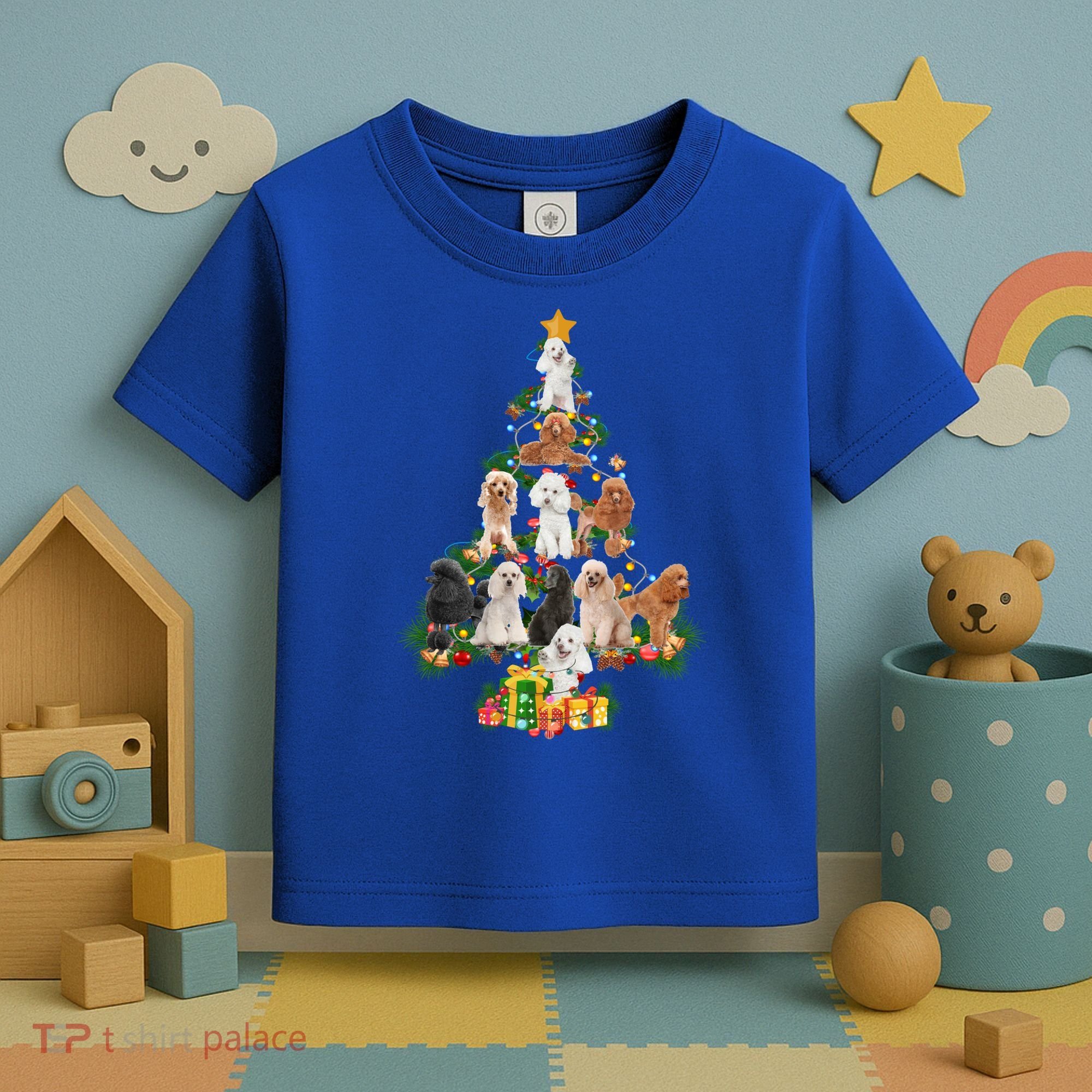Funny Poodles Dog Merry Christmas Tree Poodles Lover Xmas Gift Toddler T-Shirt
