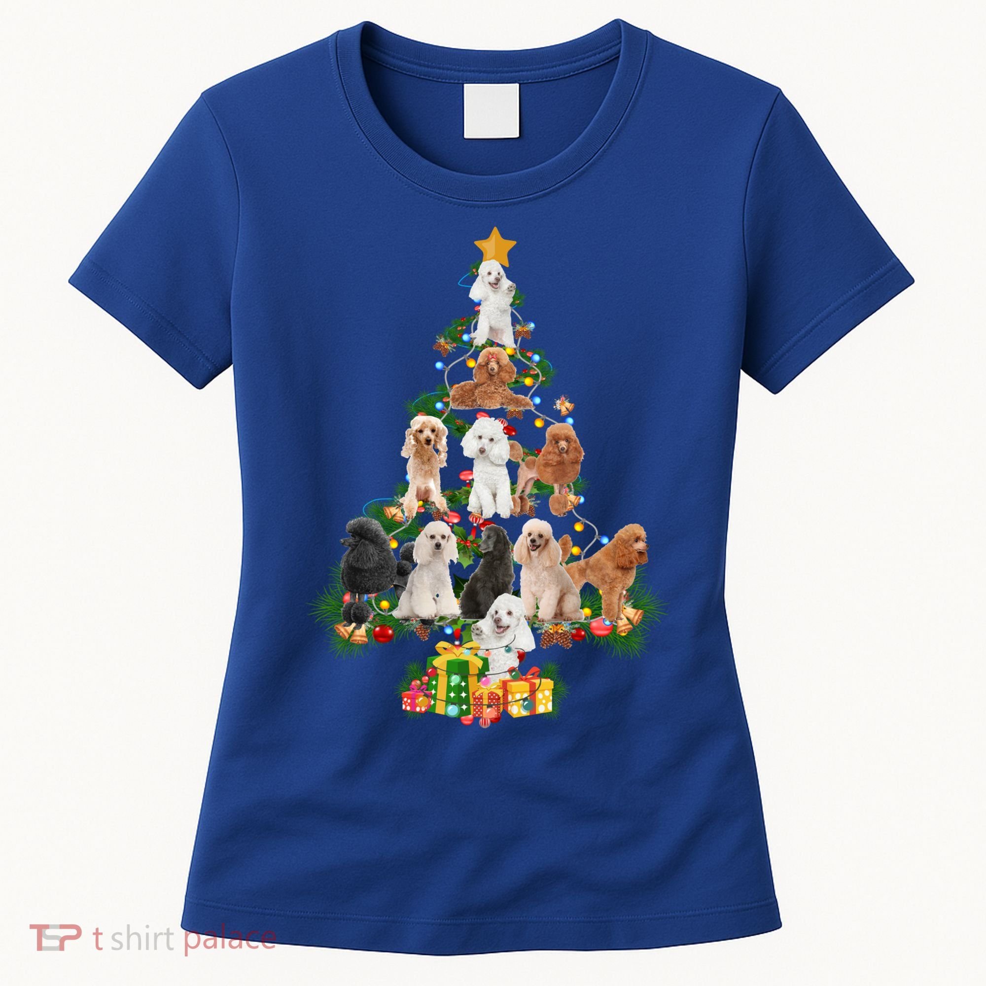 Funny Poodles Dog Merry Christmas Tree Poodles Lover Xmas Gift Women's T-Shirt
