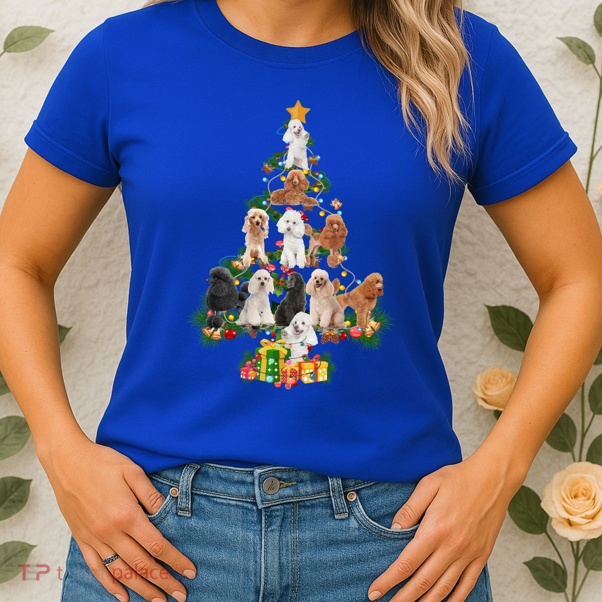 Funny Poodles Dog Merry Christmas Tree Poodles Lover Xmas Gift Women's T-Shirt
