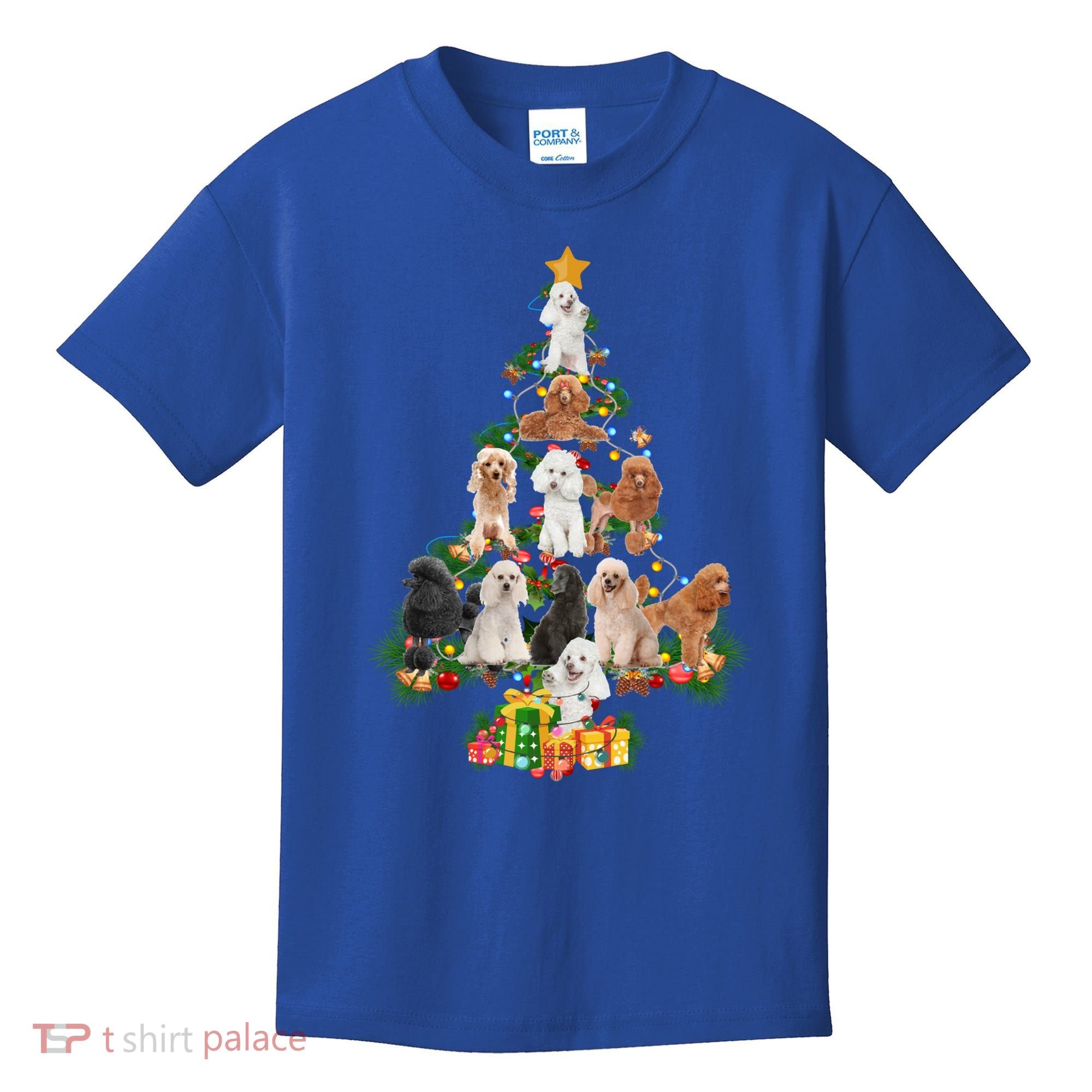 Funny Poodles Dog Merry Christmas Tree Poodles Lover Xmas Gift Kids T-Shirt