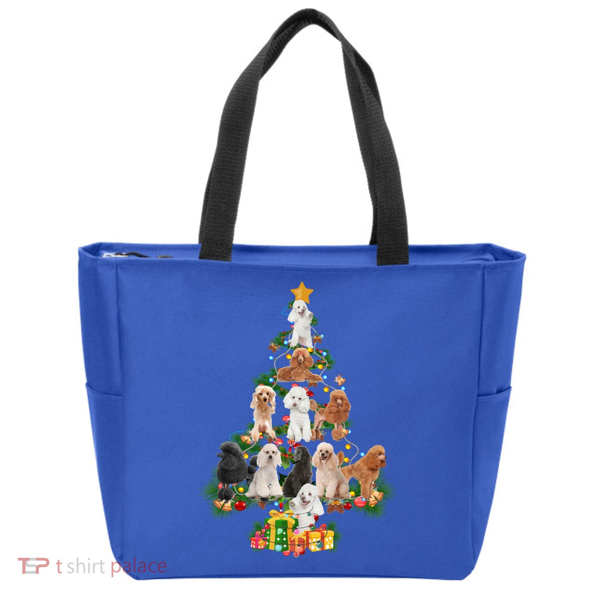 Funny Poodles Dog Merry Christmas Tree Poodles Lover Xmas Gift Tote Bag