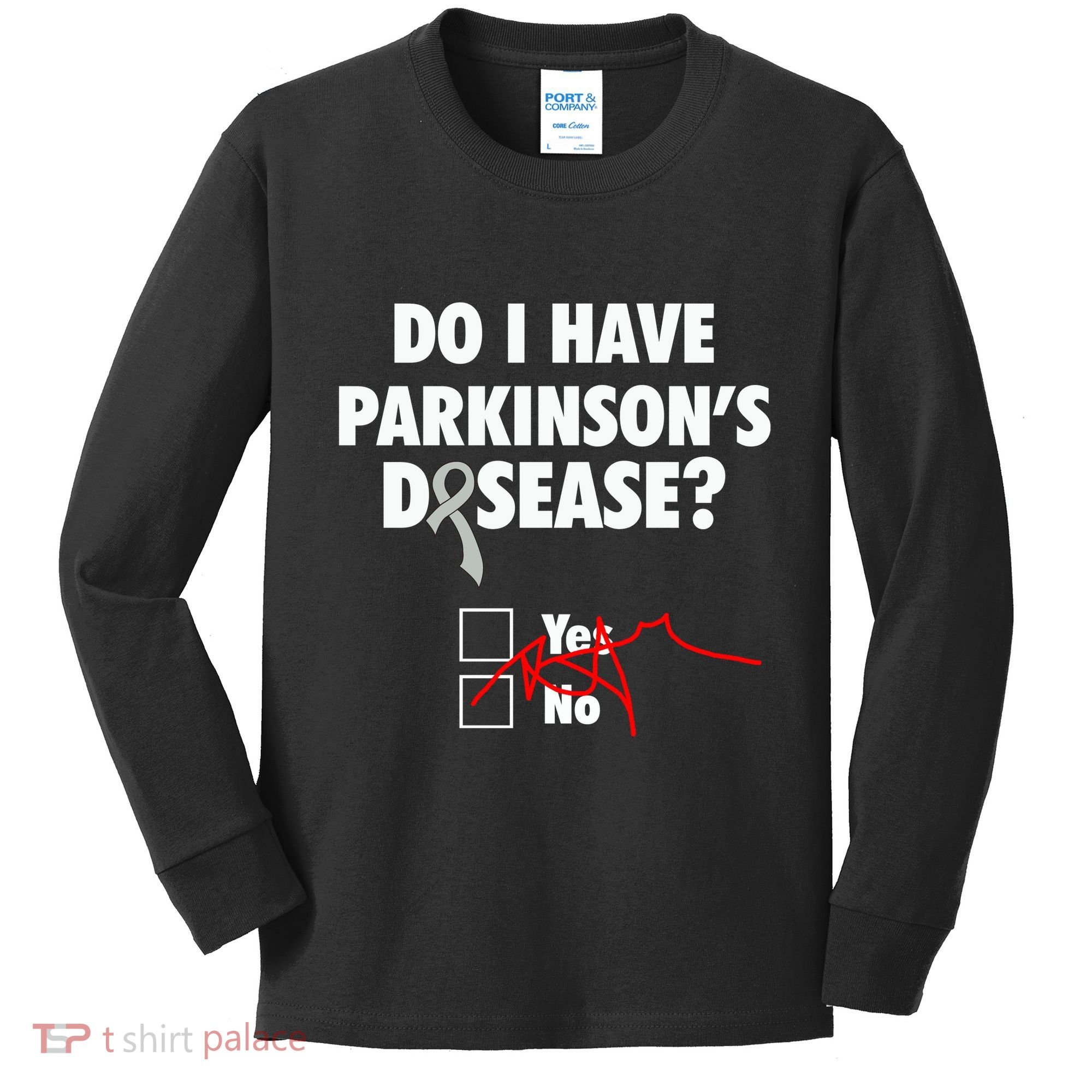 Funny Parkinsons Disease Awareness Yes No Gift Warrior Survivor Kids Long Sleeve Shirt