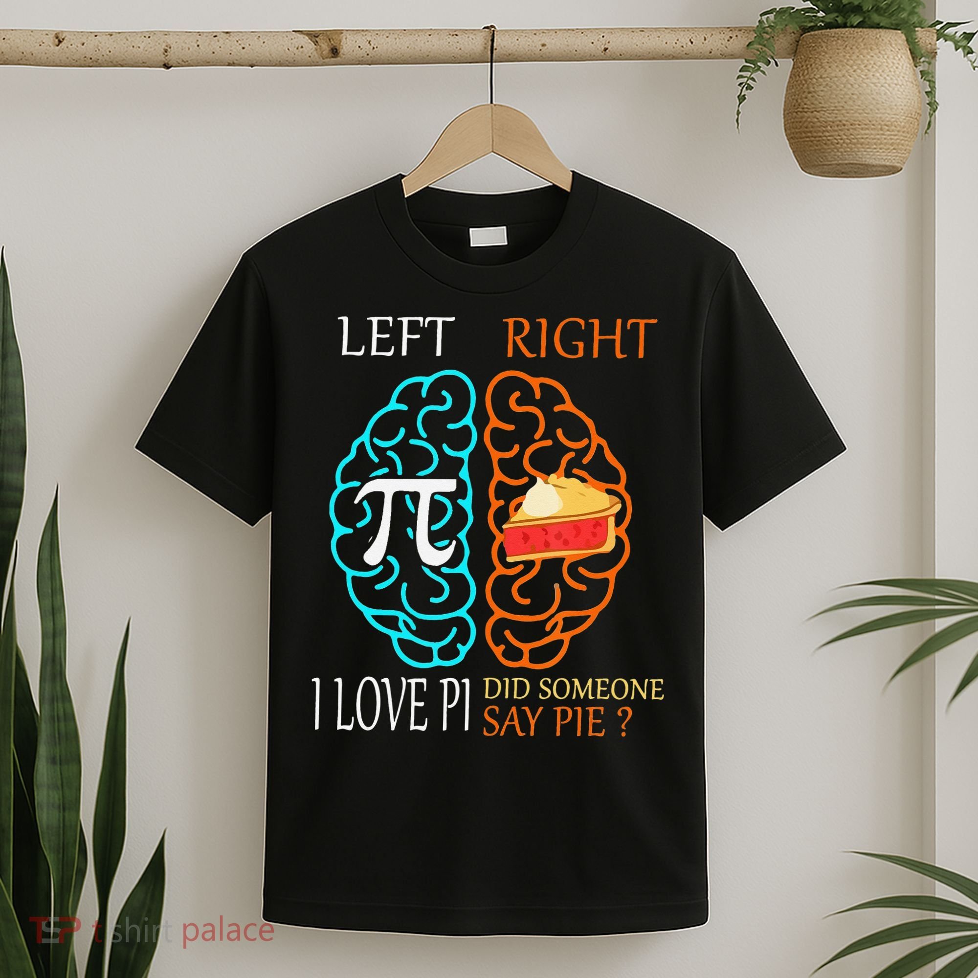 Funny Pi Day Left Vs Right Brain Pie Math Geek T-Shirt