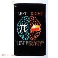 Funny Pi Day Left Vs Right Brain Pie Math Geek Golf Towel thumb 0