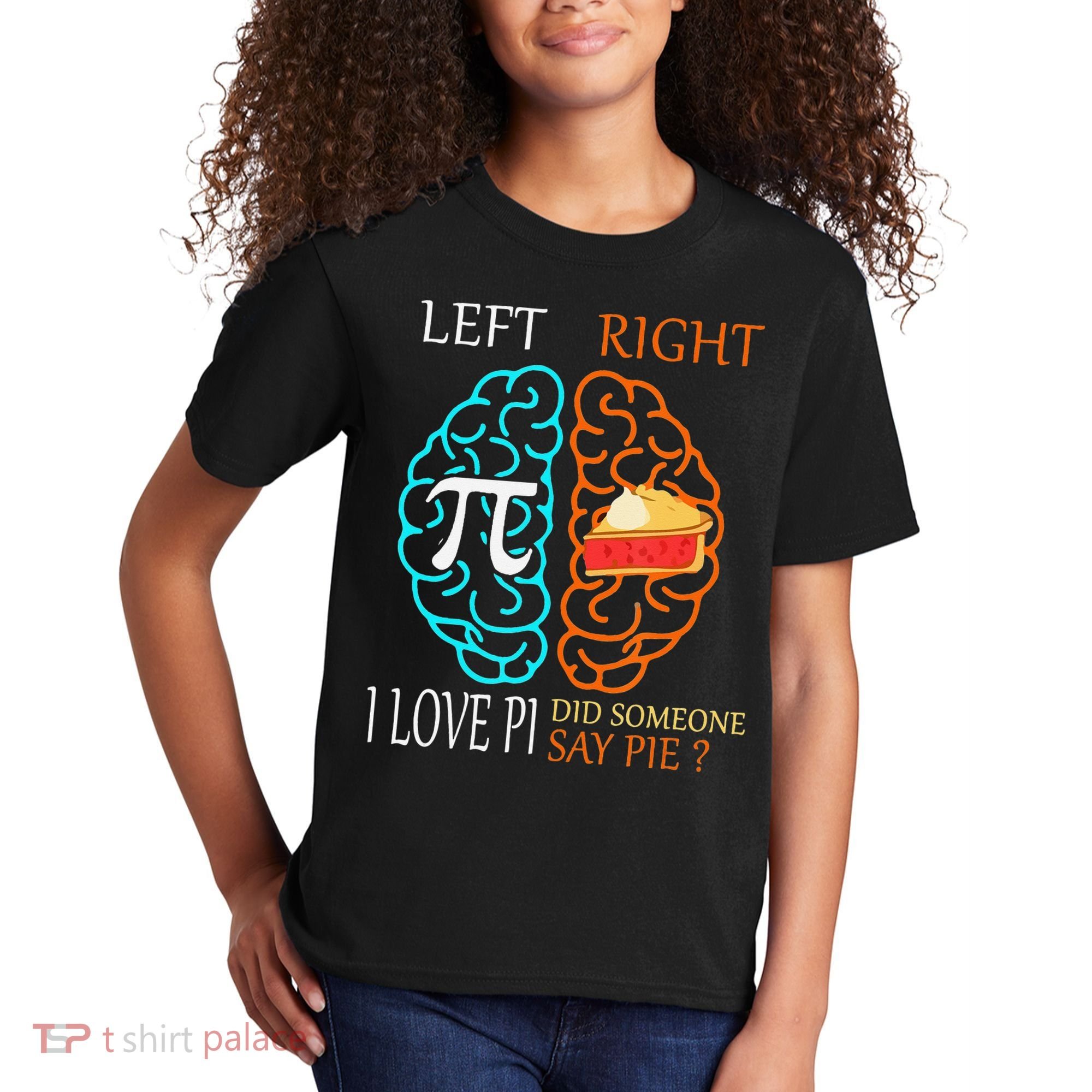 Funny Pi Day Left Vs Right Brain Pie Math Geek Kids T-Shirt