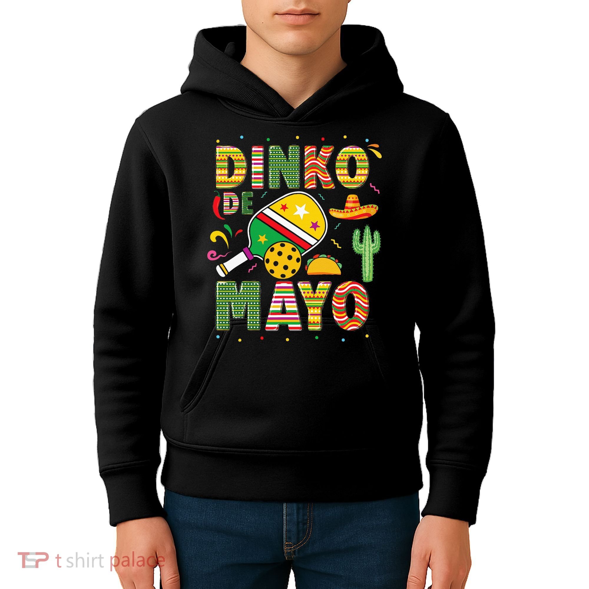 Funny Pickleball Dinko De Mayo Cinco De Mayo Kids Hoodie