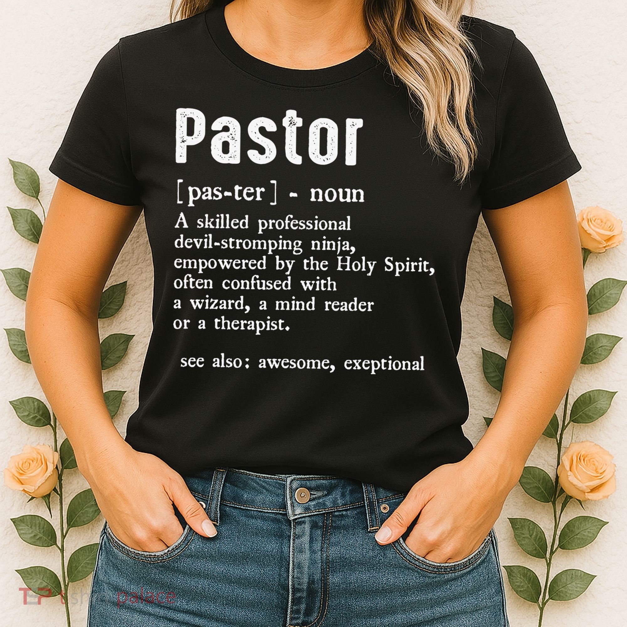 Funny Pastor Definition Gift Christian Preachers Women's T-Shirt