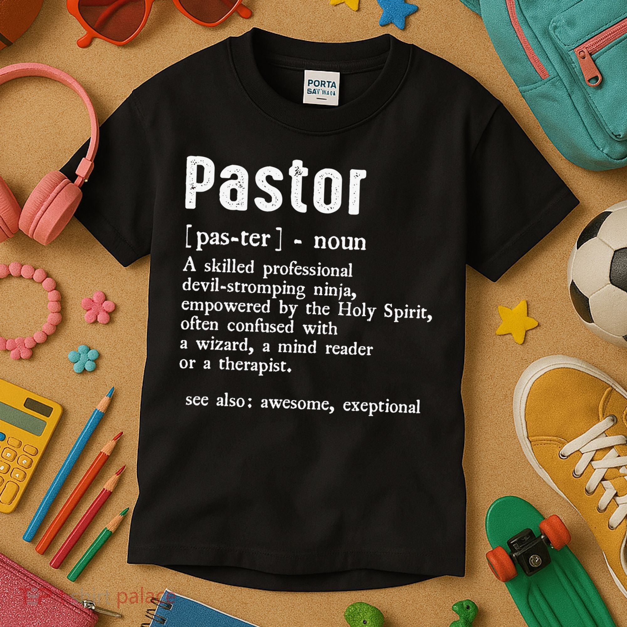 Funny Pastor Definition Gift Christian Preachers Kids T-Shirt