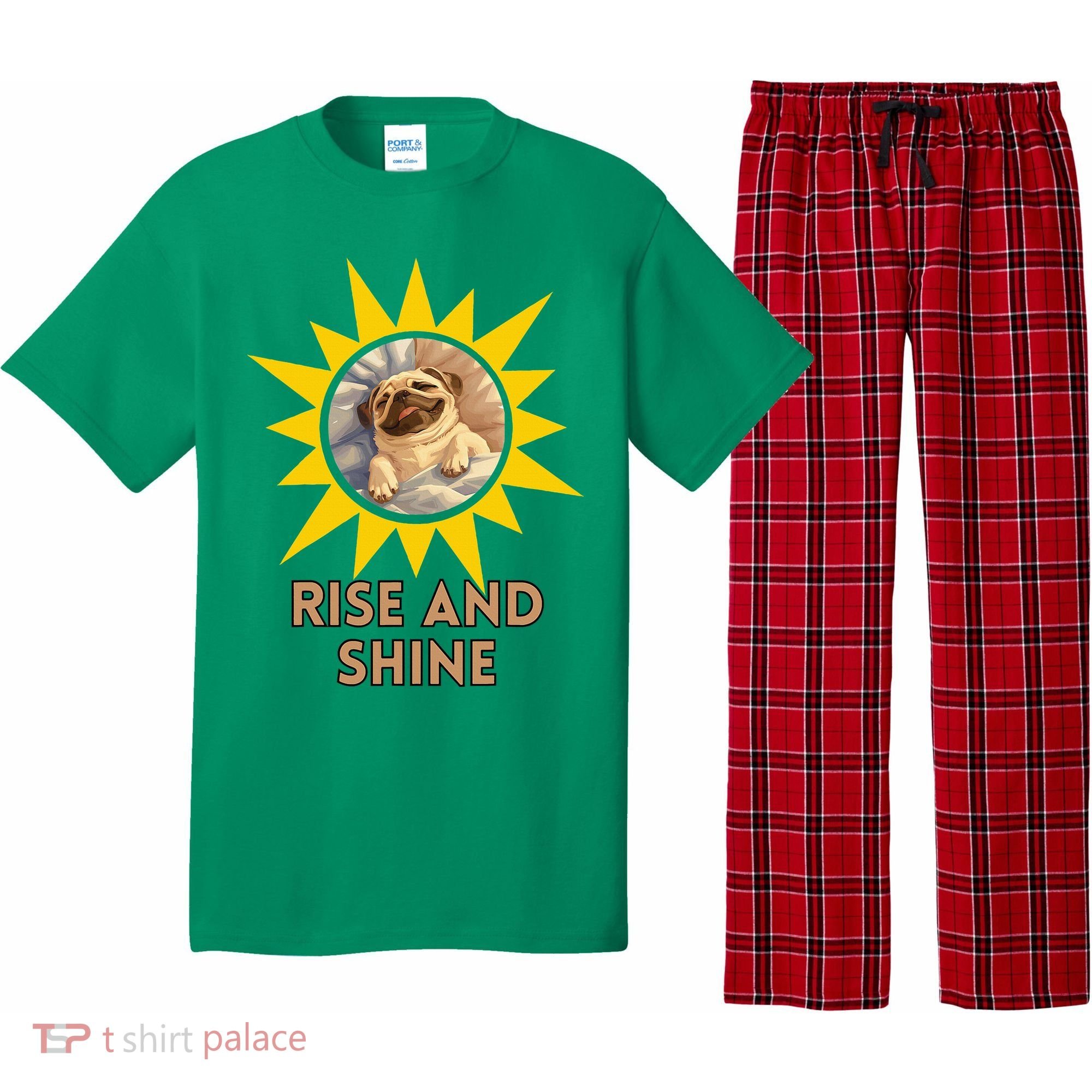 Funny Pug Dog Rise And Shine Pajama Set