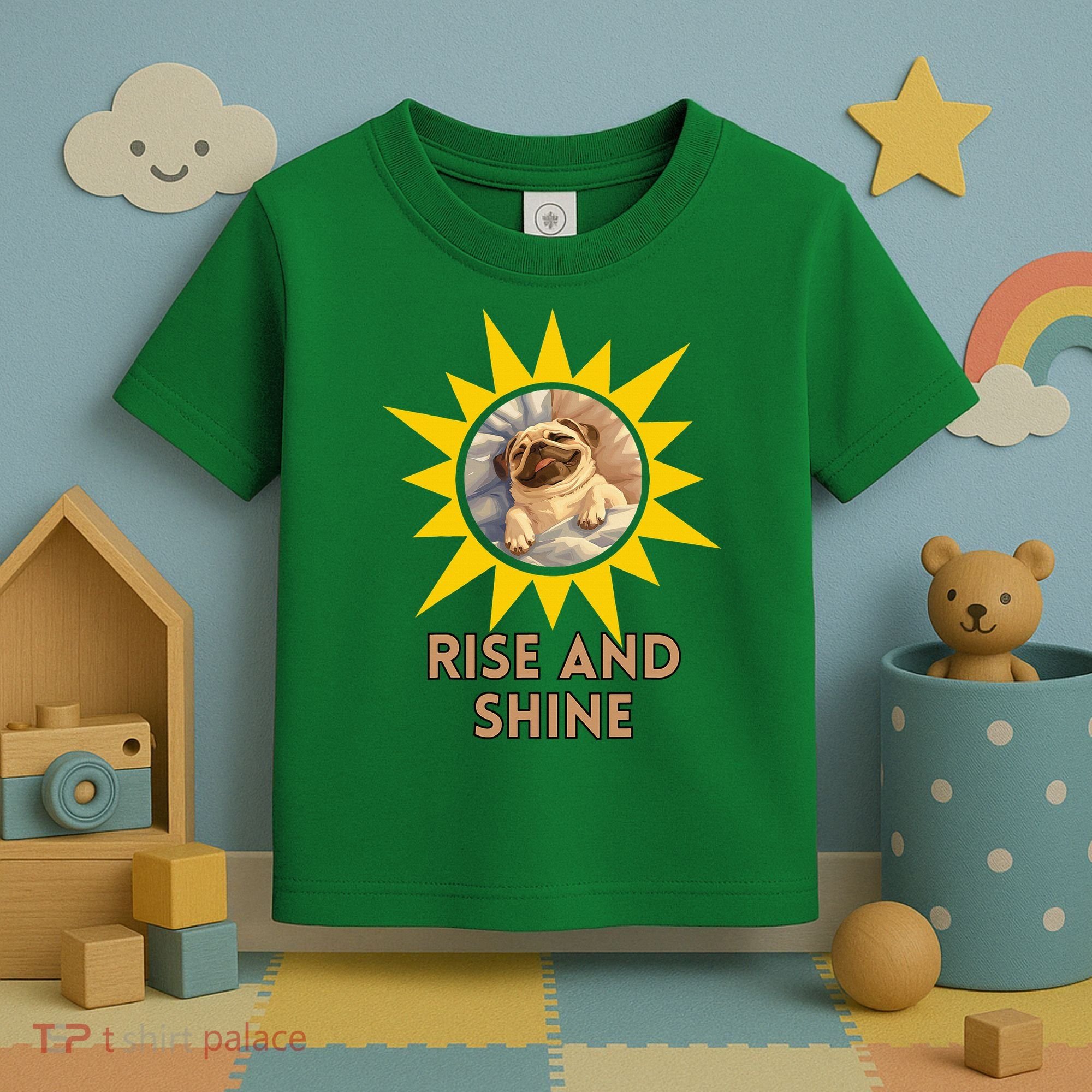 Funny Pug Dog Rise And Shine Toddler T-Shirt