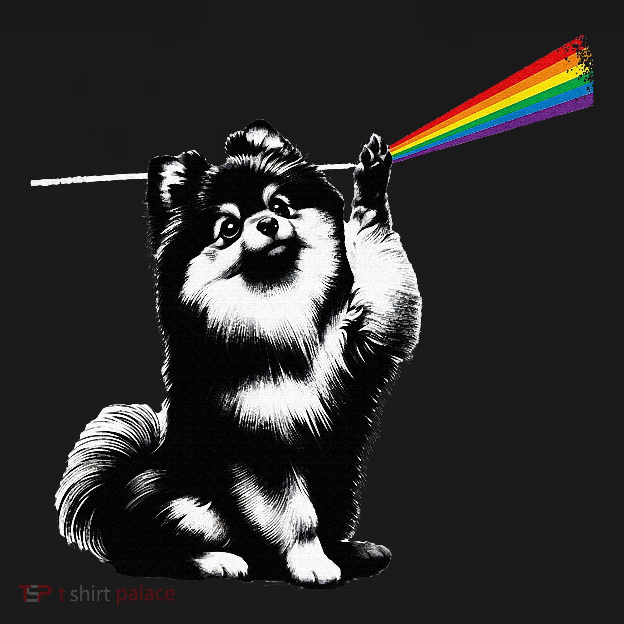 Funny Pomeranian Dog Rock Music Rainbow Fun Dark Side Moon USA-Made Doggie Bandana