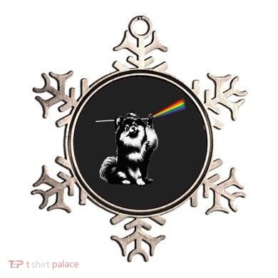 Funny Pomeranian Dog Rock Music Rainbow Fun Dark Side Moon Ornament