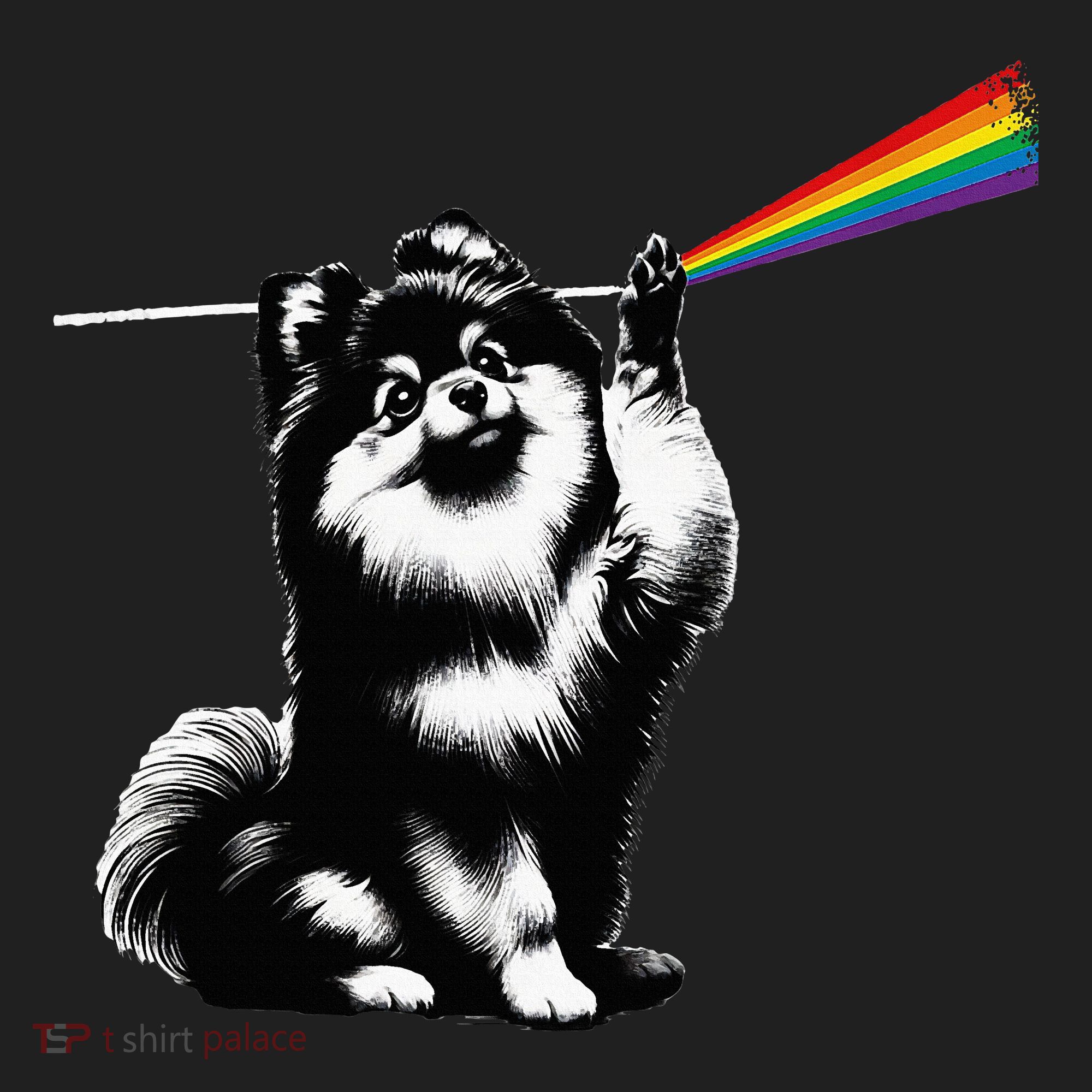 Funny Pomeranian Dog Rock Music Rainbow Fun Dark Side Moon Hat