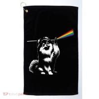 Funny Pomeranian Dog Rock Music Rainbow Fun Dark Side Moon Golf Towel thumb 0